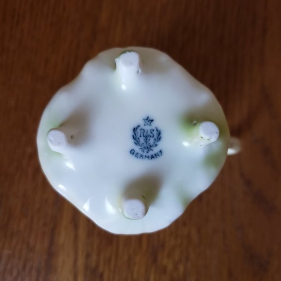 Antique RS Prussia Germany Purple Green Floral Gold Trim Footed Creamer & Saucer - Picture 6 of 8